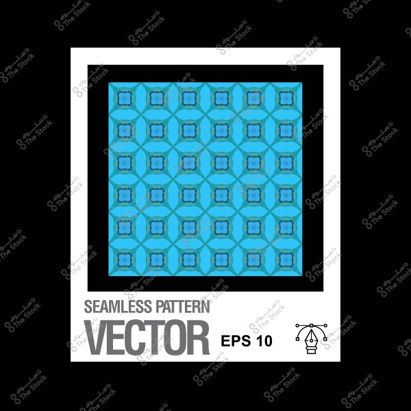 Blue seamless pattern within a white frame labeled \"Seamless Pattern\", \"Vector\", and \"EPS 10\".