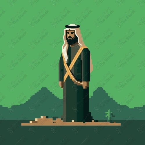 Vector of a Saudi man wearing a saaya or dagla with a belt