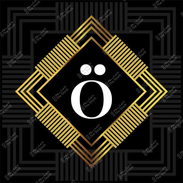 تصميم هندسي ذهبي وأسود بحرف "Ö" في المركز.