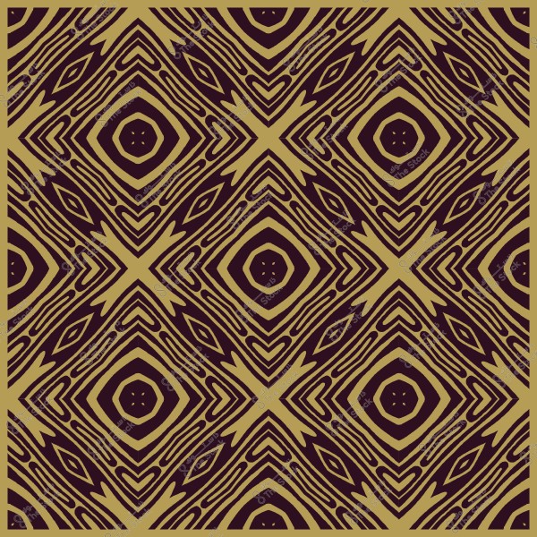 Symmetrical geometric pattern in brown and gold with interlocking diamond shapes.