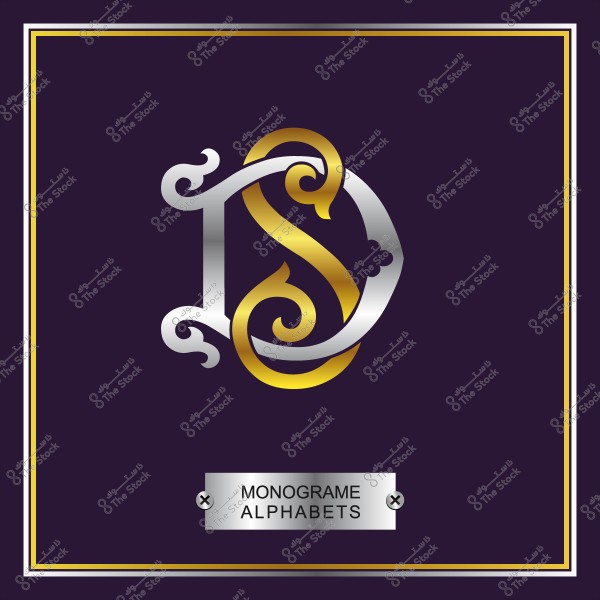 تصميم لوجو بحروف متداخلة باللونين الذهبي والفضي على خلفية داكنة.