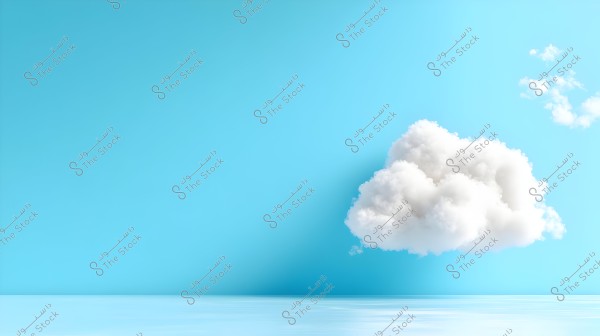 A large white cloud floating in a clear blue sky. The background is free of any other elements except for a few small clouds on the right side of the image.