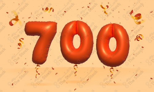 Vector Number 700 Shape 3D Red Helium Balloons Party Decorations Anniversary Celebration Birthday Greetings.