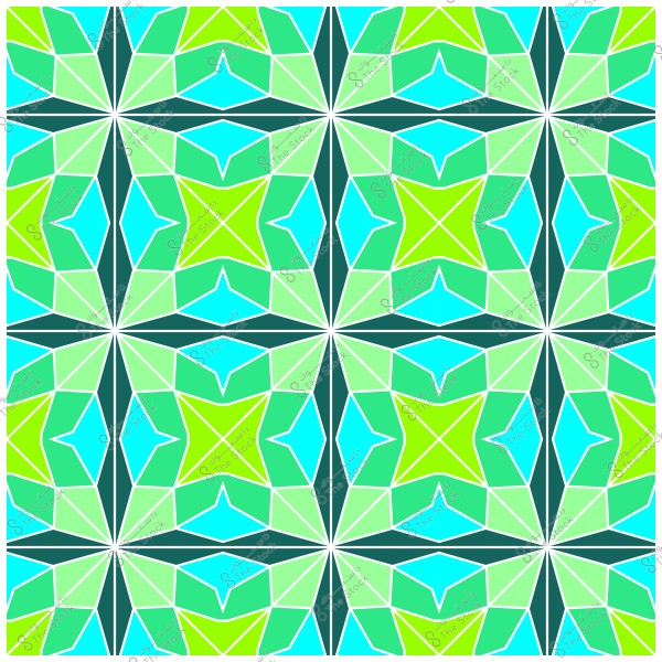 نمط زخرفي يتكون من أشكال هندسية مكررة بألوان زرقاء وخضراء مختلفة الدرجات, يخلق تصميم متماثل متداخل يشبه البلاط الزخرفي.

-