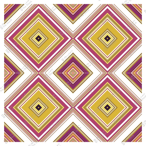 Decorative pattern with overlapping square shapes in yellow, pink, and white colors.