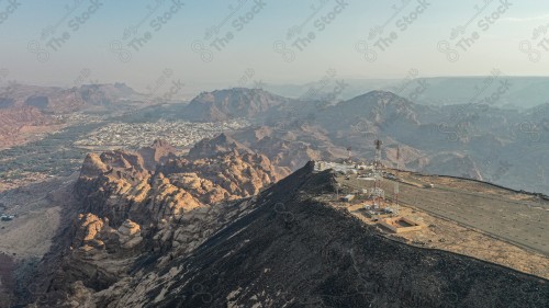 Pictures of the city of Al-Ula in northwestern Saudi Arabia, a rocky mountain with stunning scenery in the desert. Layers of rock in the ancient oasis of AlUla, Saudi Arabia