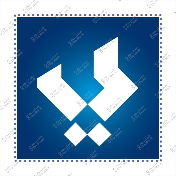 شعار مرسوم باللون الأبيض على خلفية زرقاء داكنة مع حدود منقطة باللون الأزرق.