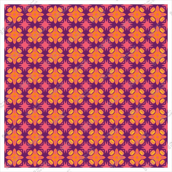 نمط زخرفي متماثل بألوان برتقالية وزهرية وبنفسجية.