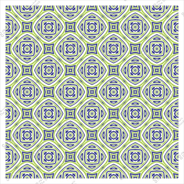 Geometric pattern consisting of circular shapes and lines in blue and green colors.