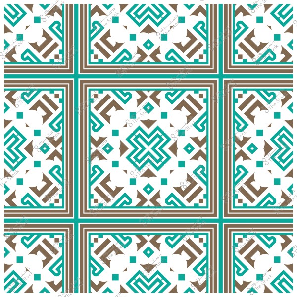 نمط زخرفي هندسي بتصميم إسلامي بألوان أخضر وبني.