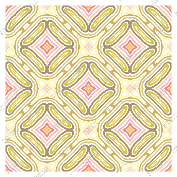 نمط هندسي بزخارف متماثلة بألوان البيج والوردي والأصفر.