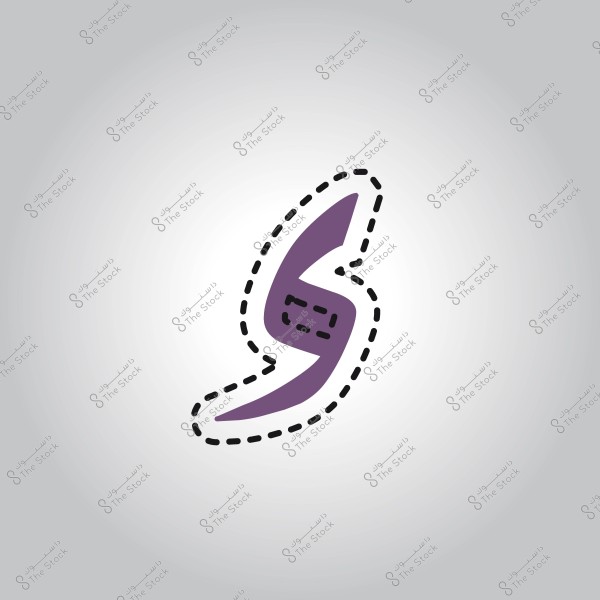 Creative icon with a modern design shaped like a lightning bolt in purple with black dashed lines.