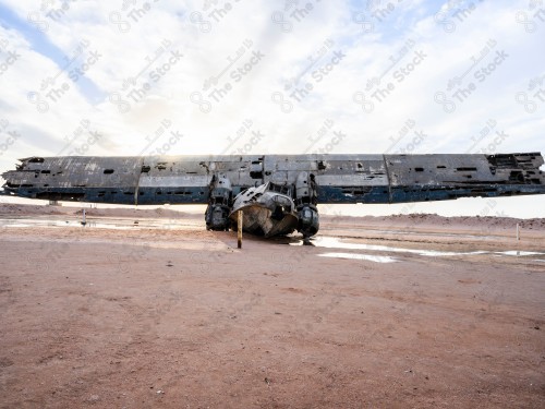 Old plane wreckage on the beach