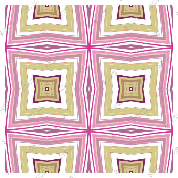 نمط مربعات هندسية بألوان وردية وذهبية وأبيض مع تصميم متكرر.