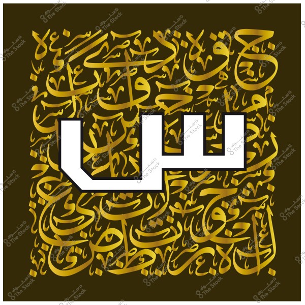Image of the word \"سر\" written in white Kufic script against a background of golden Arabic calligraphy.