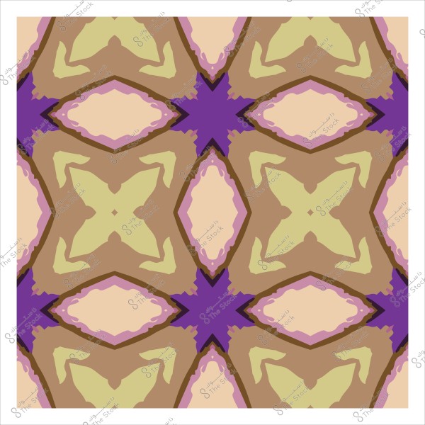 نمط تجريدي بتصميم متماثل بألوان بنية وأرجوانية وخضراء.