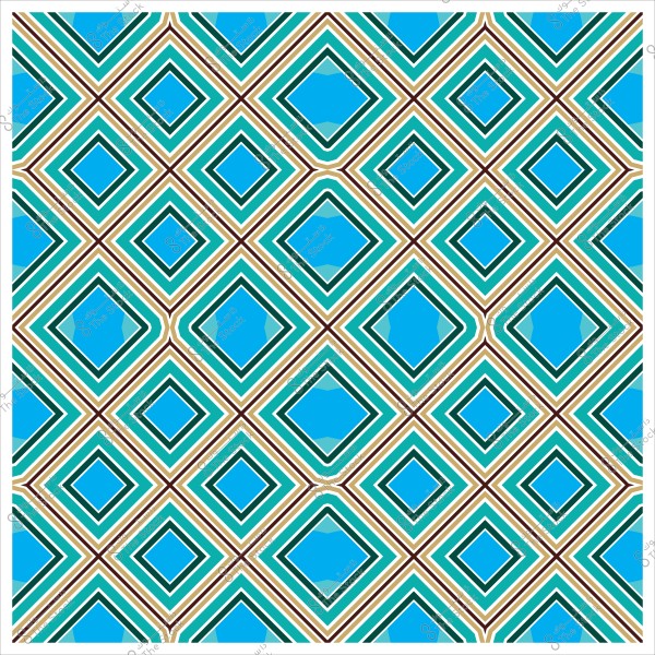 نمط هندسي بألوان زرقاء وبنية متداخلة مع تصاميم ماسية.