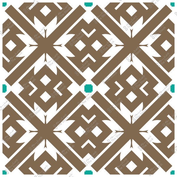 نقش زخرفي ذو تصميم هندسي مكرر بأشكال متقاطعة وألوان بني وأزرق.