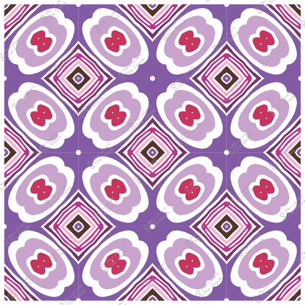 نمط هندسي مكرر بألوان بنفسجية وزهرية وأشكال بيضاوية مع تفاصيل دائرية في المركز.