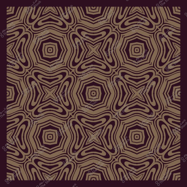 نمط هندسي متكرر بأشكال خماسية وخطوط منحنية بلون بني على خلفية بنية داكنة.