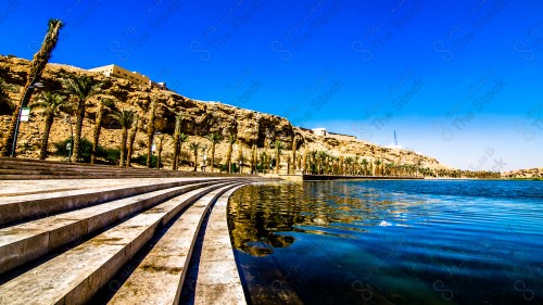 Aesthetic shot of Wadi Namar Lake in Riyadh, tourism in Saudi Arabia, picturesque nature in Saudi Arabia.