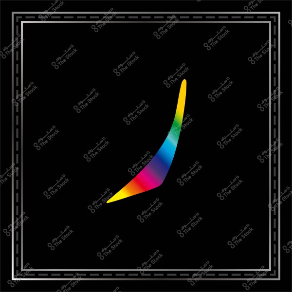 شكل هندسي ملون بألوان قوس قزح على خلفية سوداء.