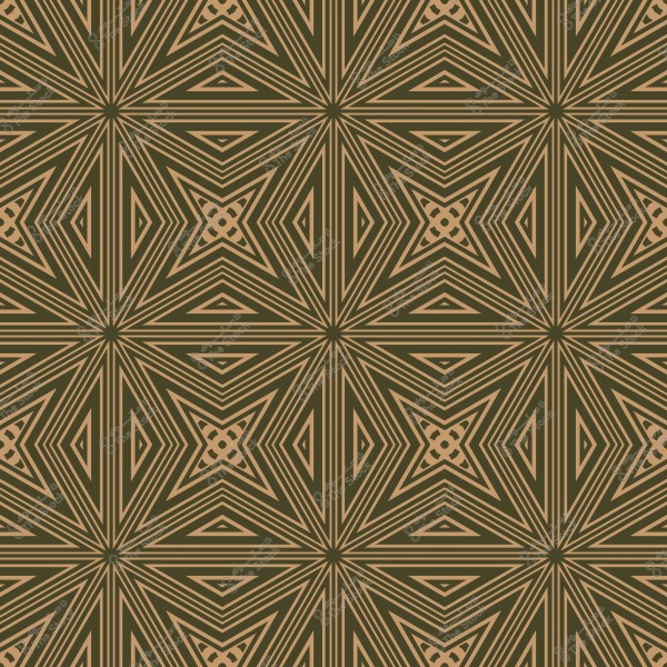 نمط هندسي يتميز بتصميم متكرر من نجوم ومعينات بألوان بنية وسوداء. تتداخل الخطوط لتكوين أشكال تظهر في منتصف كل نجم, مما يضفي على الشكل طابعاً من العمق والتوازن.