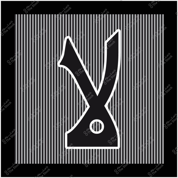 لوحة فنية تحتوي على تصميم مجرد يتوسطه شكل باللون الأسود مع خطوط رأسية ضيقة باللون الرمادي على خلفية بيضاء. الشكل يشبه الحرف أو الرمز التجريدي, مما يضفي على الصورة جمالية فنية ومعاصرة.

-