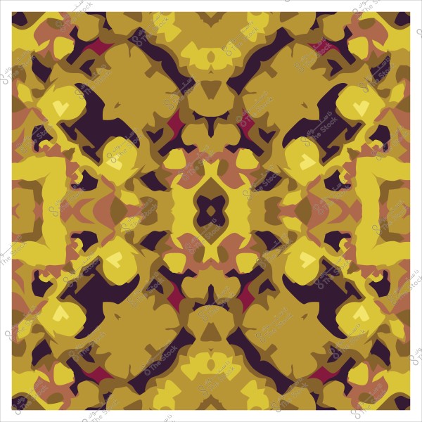 نمط تجريدي متماثل بألوان بنية وصفراء مع تفاصيل متداخلة.