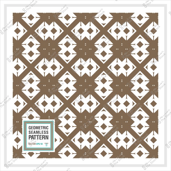 نمط متكرر هندسي بني على خلفية بيضاء, مع نص "نمط متكرر هندسي" في زاوية الصورة.