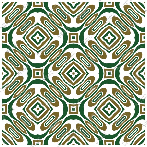 نمط هندسي متكرر بأشكال ماسية باللونين الأخضر والذهبي على خلفية بيضاء.