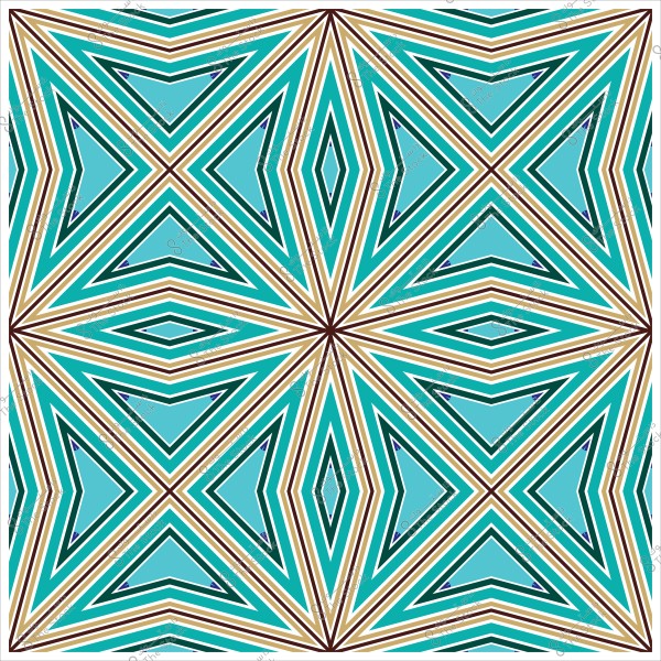 نمط هندسي متداخل بألوان زرقاء وبنية مكون من أشكال مثلثة وأخرى متعددة الأضلاع.