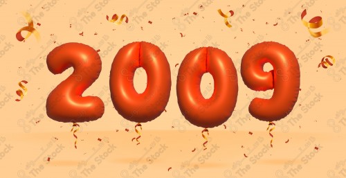 Vector Number 2009 Shape 3D Red Helium Balloons Party Decorations Anniversary Celebration Birthday Greetings.