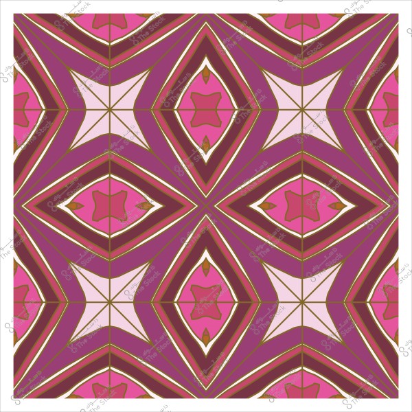 نمط هندسي بألوان زهرية وبنية متناسقة, مكون من أشكال متداخلة تشبه الألماس والنجوم.