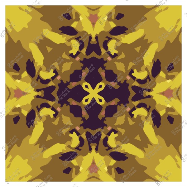 Artwork design with an intersecting pattern in yellow, brown, and dark purple colors.