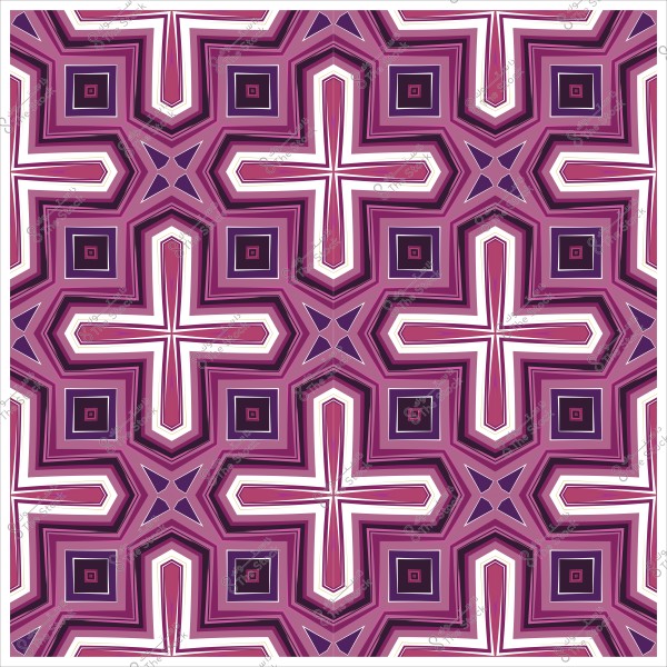 نمط هندسي متماثل بألوان بنفسجية ووردية على شكل صلبان متداخلة.