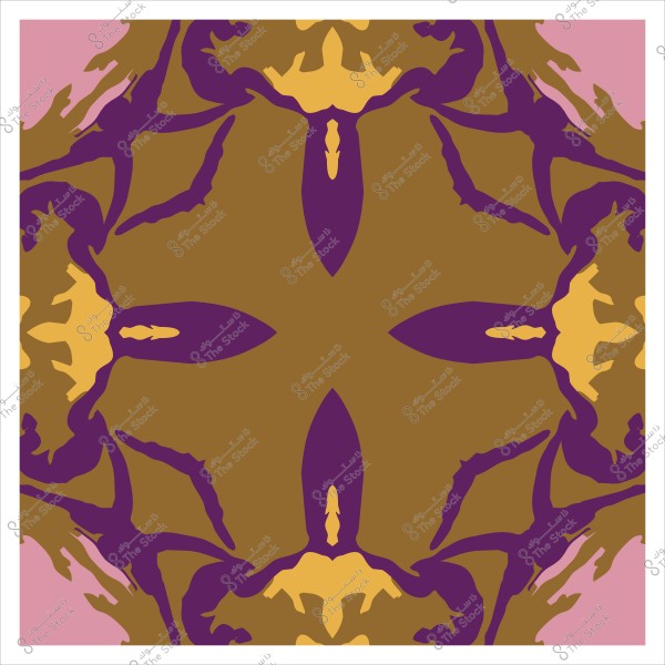 نمط زخرفي متناسق بألوان البنفسجي والذهبي والوردي.