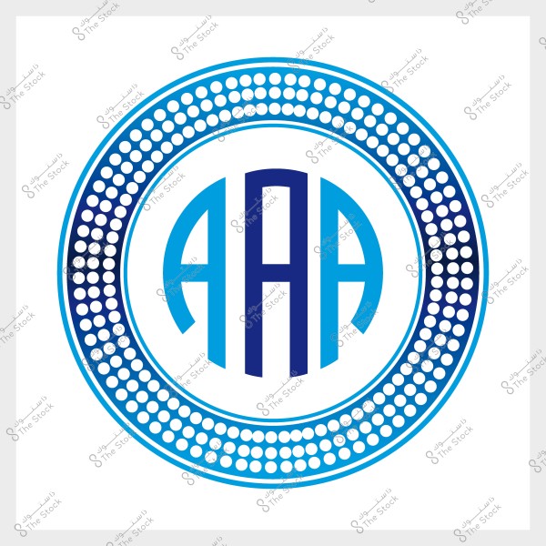 شعار دائري يحتوي على الأحرف \"AAA\" باللونين الأزرق الفاتح والداكن داخل دائرة من النقاط.