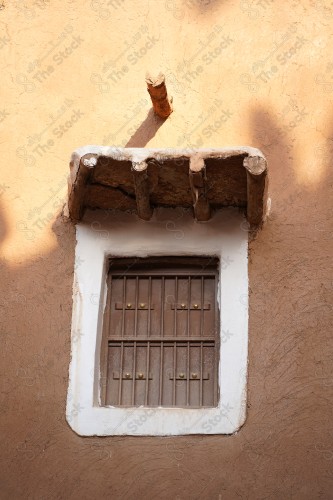 wooden window on mud house in Shaqra, Riyadh, Saudi Arabia