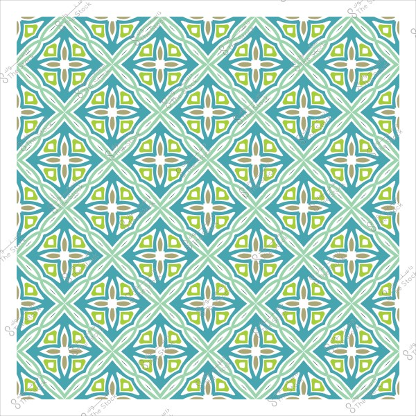 نمط زخرفي هندسي بألوان خضراء وزرقاء متداخلة.