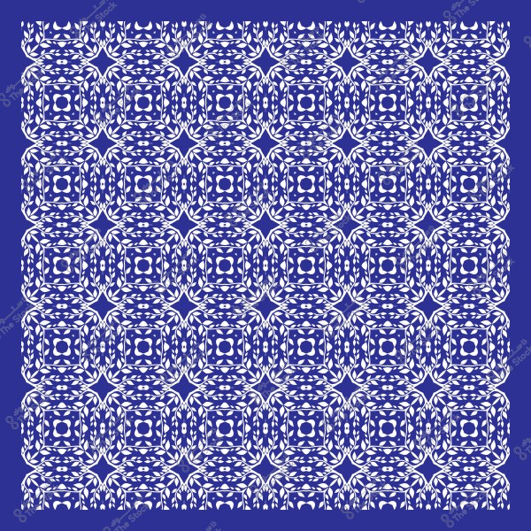 نمط زخرفي هندسي باللونين الأزرق والأبيض يتكرر بشكل متماثل.