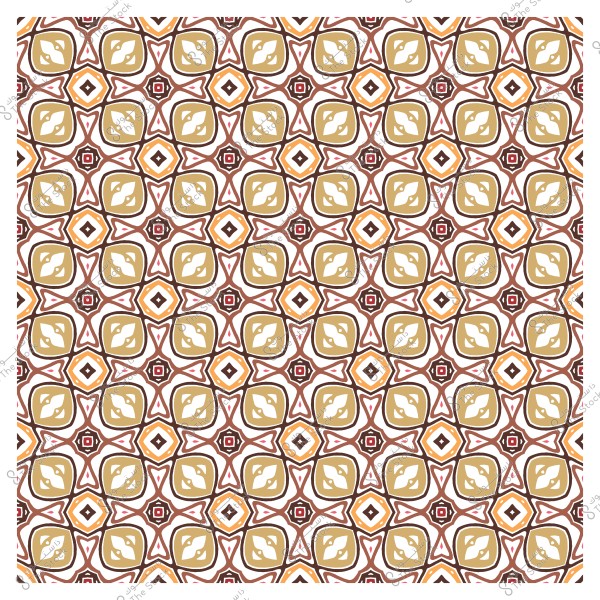 Geometric decorative pattern with brown and gold colors on a white background.