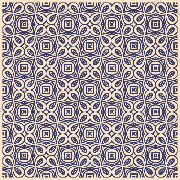 نمط متكرر بزخارف هندسية بنية داكنة ورمادية على خلفية فاتحة.