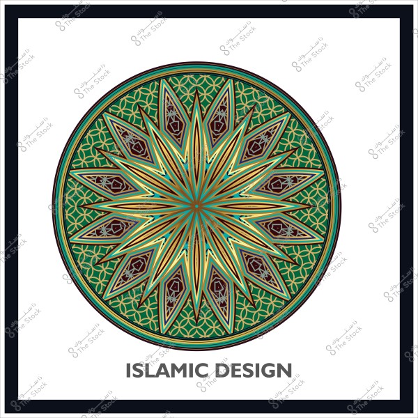 تصميم هندسي إسلامي دائري متعدد الألوان مع نقوش زهرية هندسية.