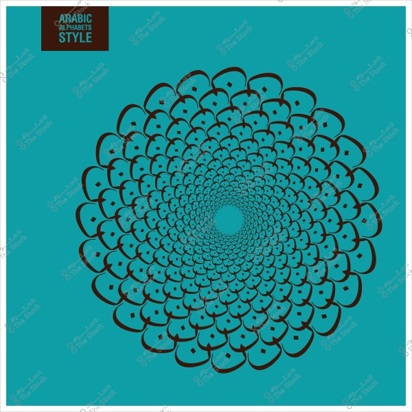 تصميم حلزوني باستخدام الحروف العربية على خلفية زرقاء.
