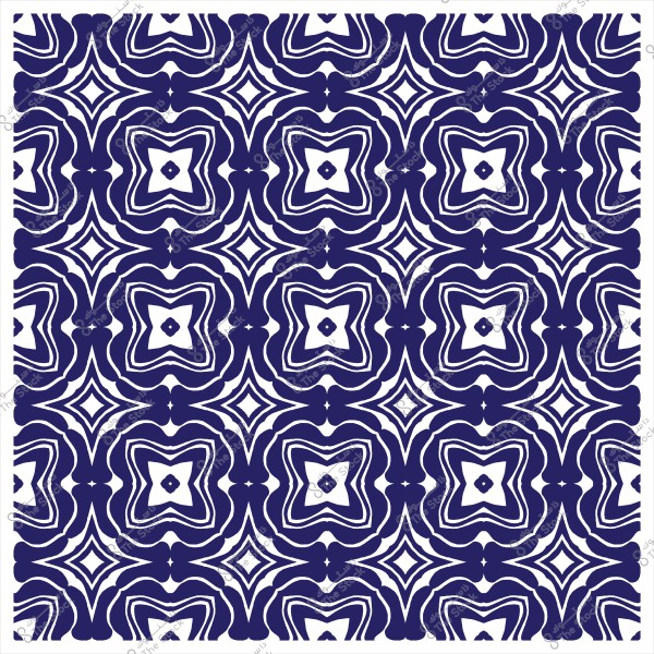 نمط هندسي متماثل بأشكال مكررة باللونين الأزرق والأبيض.