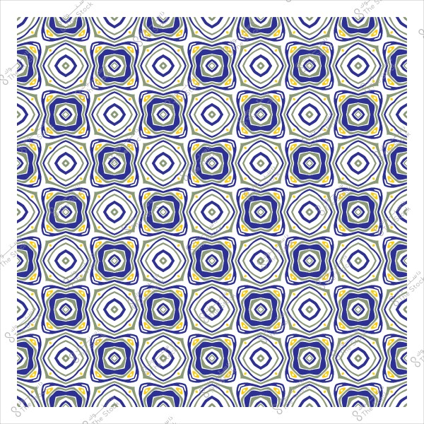 نمط متكرر بأشكال هندسية وألوان زرقاء وخضراء وصفراء.