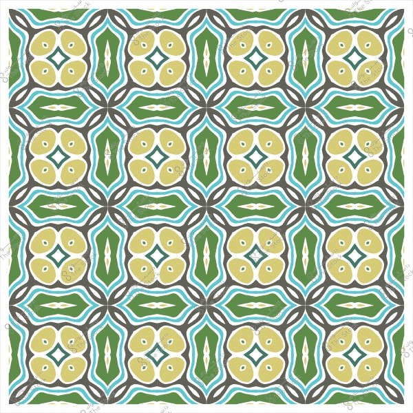 نمط هندسي بألوان خضراء وزيتونية وتصميم متداخل.