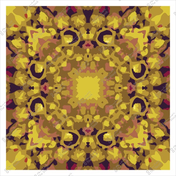 نمط فسيفساء مزخرف بألوان ذهبية وبنية ووردية مع تصميم مركزي متناظر.