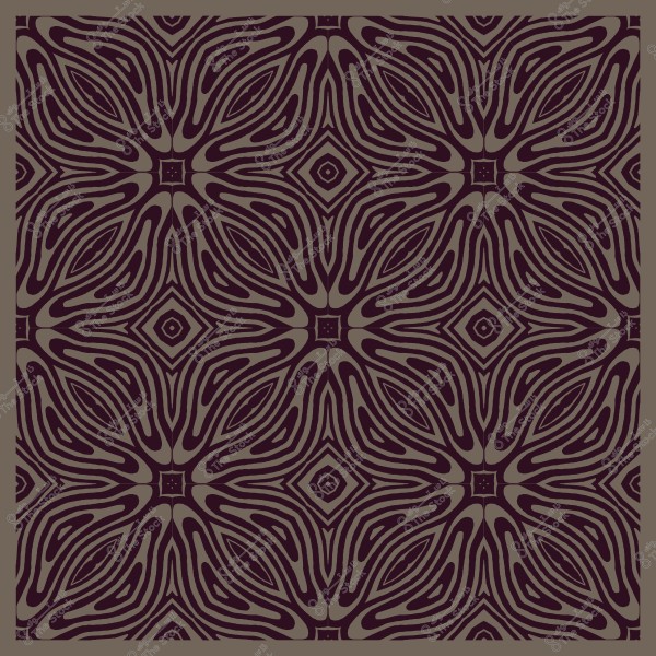 نمط زخرفي متماثل بأشكال هندسية مكررة بألوان داكنة وألوان دافئة.